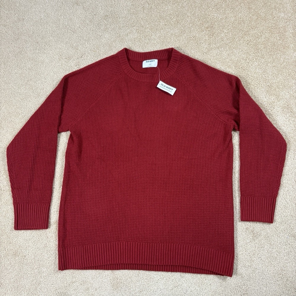 NWT Old Navy SoSoft Red Crewneck Knit Sweater Women's Large Long Sleeve